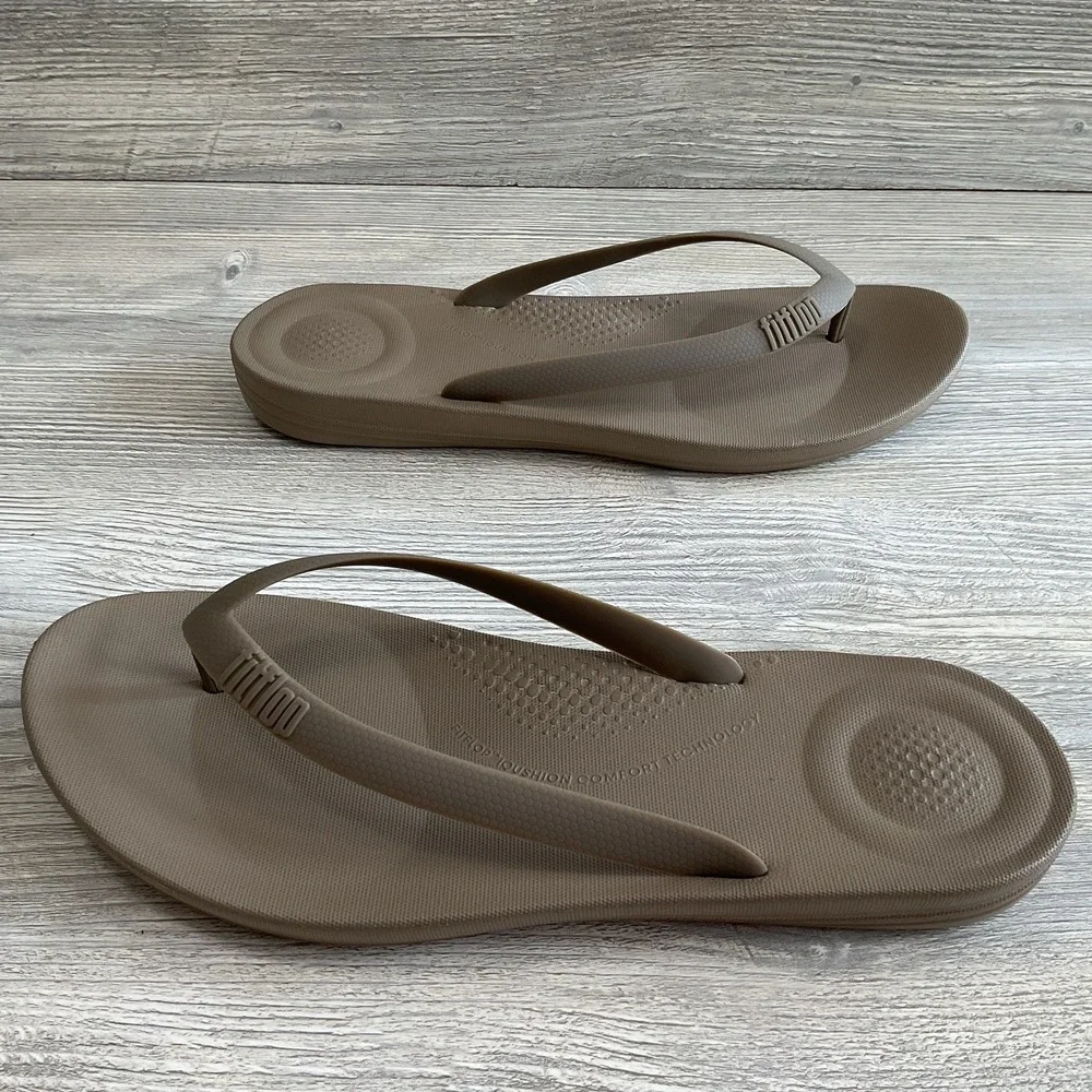 Fitflop Mens Flip Flops Timberwolf IQushion Ergonomic Arch Support Size 12.5